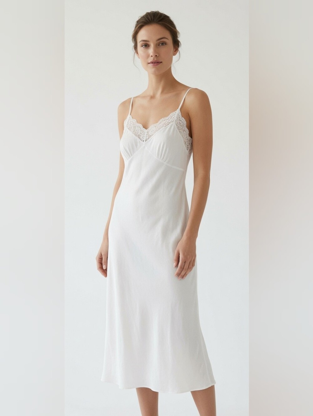Vintage 80s Mary Barron‎ Nightgown Slip Dress Classic Coquette Romantic Y2K